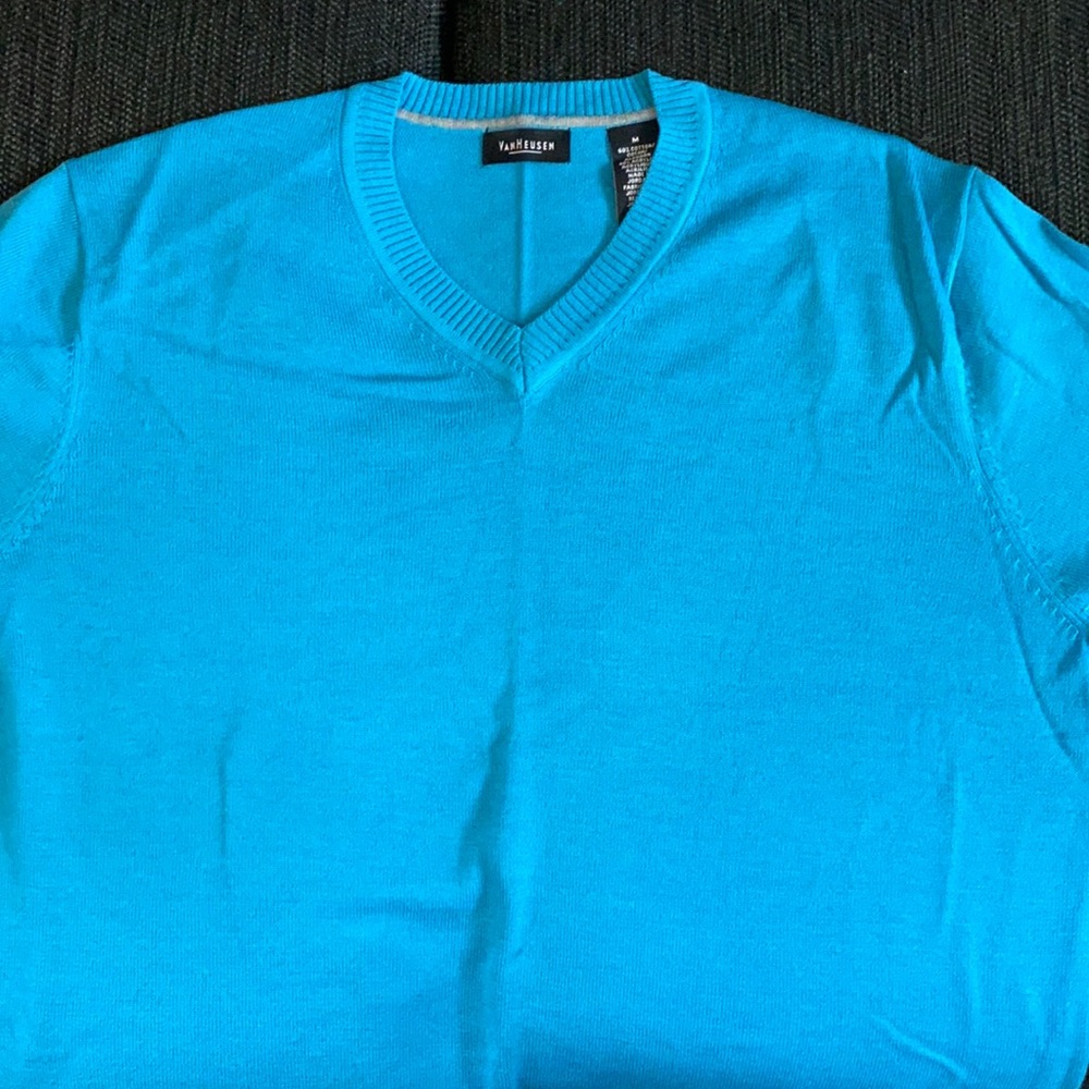 VanHeusen Sky Blue V-Neck Blended Sweater